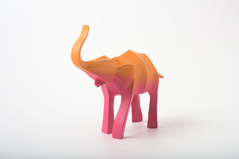 Gradient Fiberglass Saluting Elephant Sculpture