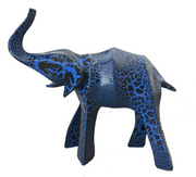 Crackled Fiberglass Saluting Elephant Sculpture