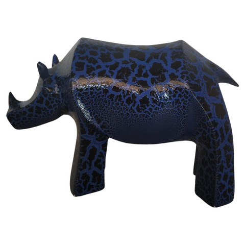 Crackled Fiberglass Rhino Sculpture