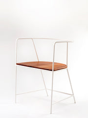 Wire Curve Chair with a Solid Wood Seat