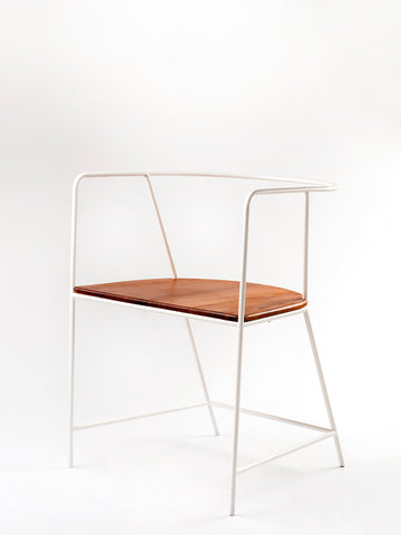 Wire Curve Chair with a Solid Wood Seat