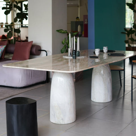 A handcrafted marble contemporary dining table 